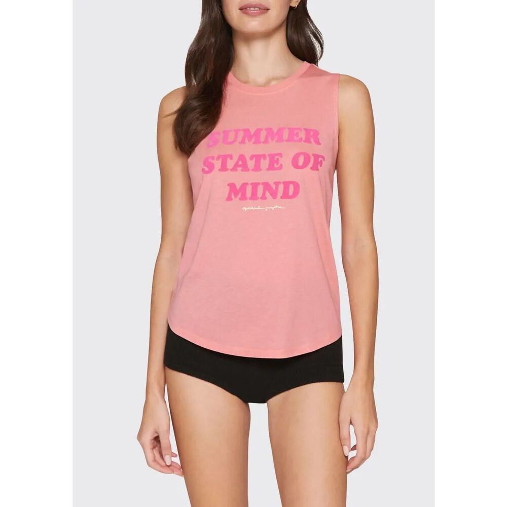 SPIRITUAL GANGSTER Women’s Pink l “Summer State Of Mind” Graphic Muscle Tank Med